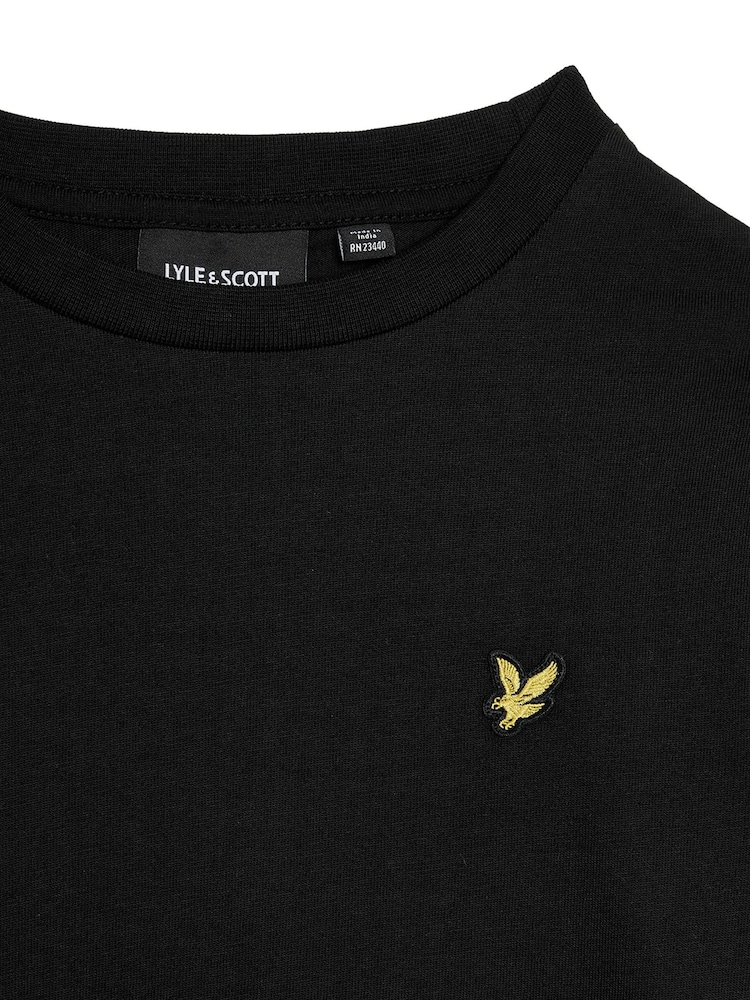 Lyle & Scott Black Plain Long Sleeve 100% Cotton T-Shirt - Image 2 of 3