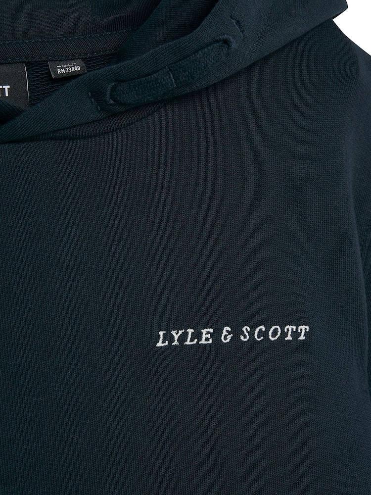 Lyle & Scott Blue Script Embroidered 100% Cotton Hoodie - Image 2 of 3