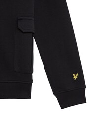 Lyle & Scott Black Cargo Pocket 100% Cotton Hoodie - Image 3 of 3
