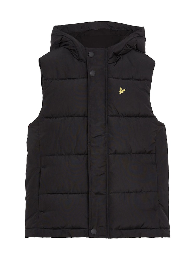 Lyle & Scott Black Padded Hooded Gilet - Image 1 of 4 Lyle & Scott Black Padded Hooded Gilet - Image 1 of 4