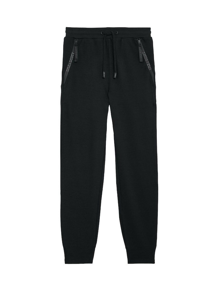 Lyle & Scott Black Fly Fleece Branded Zip Joggers - Image 1 of 3