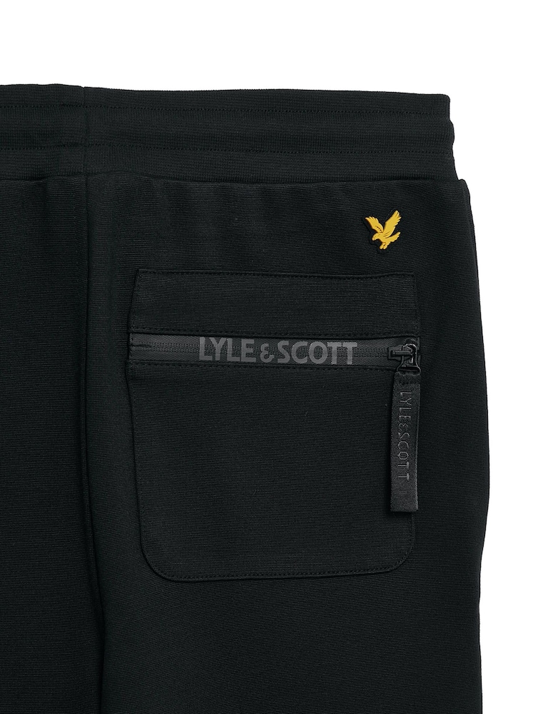 Lyle & Scott Black Fly Fleece Branded Zip Joggers - Image 3 of 3