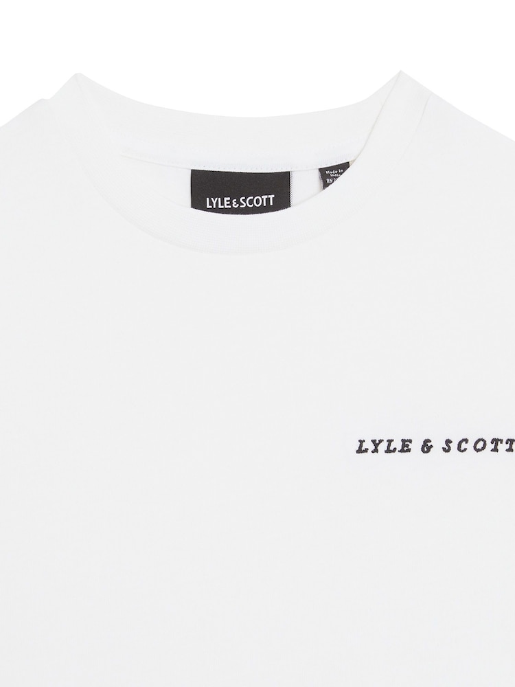 Lyle & Scott White Script Embroidered 100% Cotton T-Shirt - Image 2 of 3