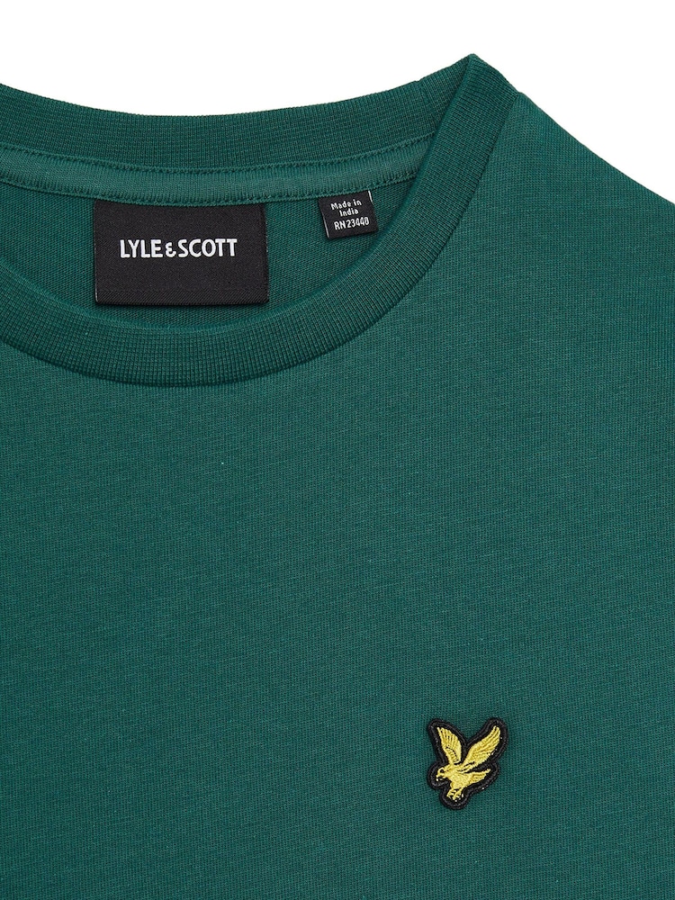 Lyle & Scott Green Plain 100% Cotton T-Shirt - Image 2 of 3
