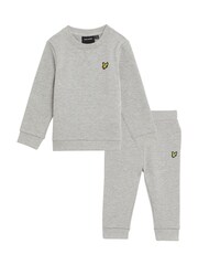 Lyle & Scott Grey 100% Cotton Crew Neck and Joggers Set - Image 1 of 3