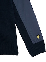 Lyle & Scott Blue Tonal Nylon Trim Cardigan - Image 3 of 3