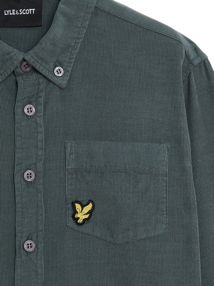 Lyle & Scott Blue Needle Corduroy 100% Cotton Shirt - Image 2 of 3