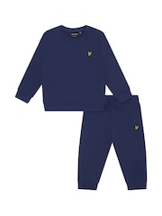 Lyle & Scott Blue 100% Cotton Crew Neck and Joggers Set - Image 1 of 4