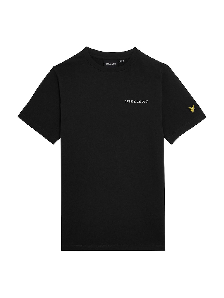 Lyle & Scott Black Script Embroidered 100% Cotton T-Shirt - Image 1 of 3 Lyle & Scott Black Script Embroidered 100% Cotton T-Shirt - Image 1 of 3