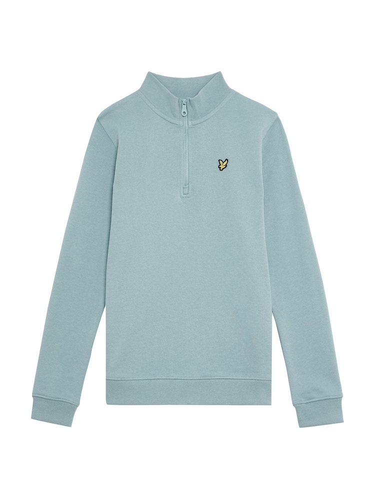 Lyle & Scott Blue Quarter Zip 100% Cotton Pull-Over Sweat Shirt - Image 1 of 3