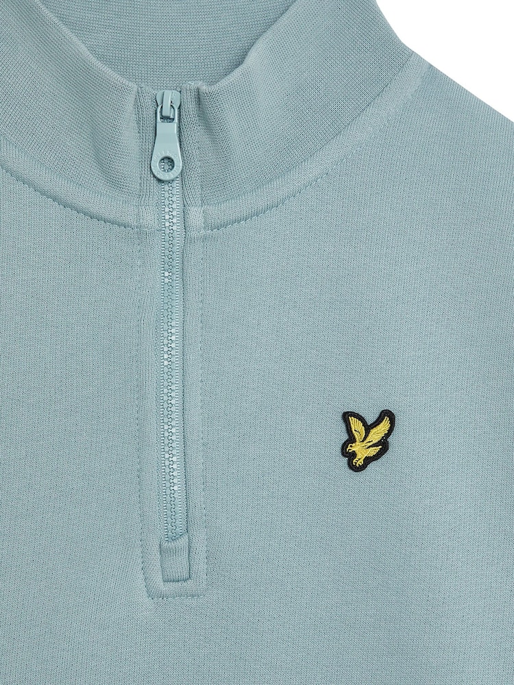 Lyle & Scott Blue Quarter Zip 100% Cotton Pull-Over Sweat Shirt - Image 2 of 3