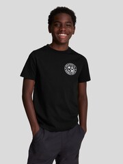 Lyle & Scott Black Football Logo 100% Cotton T-Shirt - Image 1 of 7