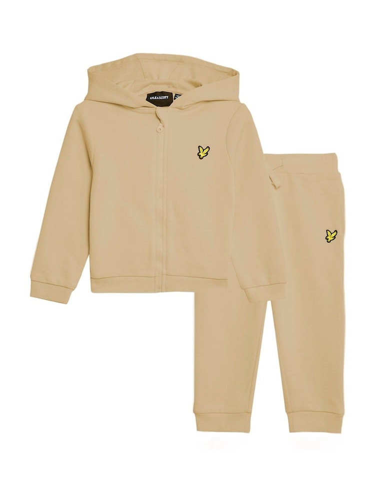 Lyle & Scott Brown Zip Through 100% Cotton Hoodie and Joggers Set - Image 1 of 3