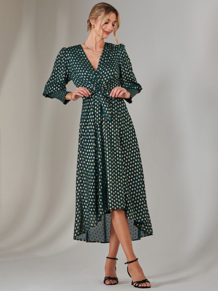 Jolie Moi Metallic Spot Print Puffy Sleeve Maxi Dress - Imagen 6 de 6 Jolie Moi Metallic Spot Print Puffy Sleeve Maxi Dress - Imagen 6 de 6