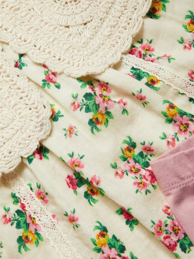 Monsoon Natural Baby Rosanna Floral Crochet Collar Top and Leggings Set - Image 3 of 3