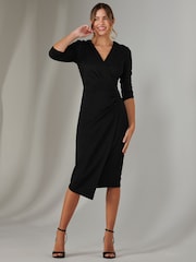 Jolie Moi Black Metallic Wrap Bodycon Dress - Image 4 of 4