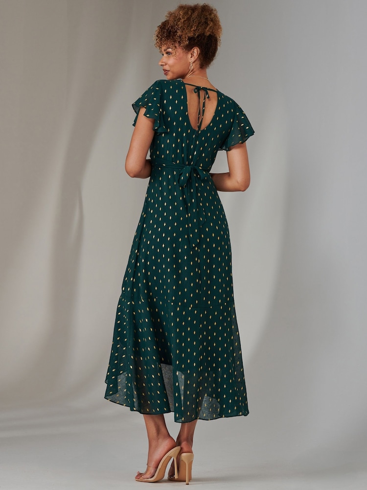 Jolie Moi Metallic Spot Textured Chiffon Maxi Dress - Imagen 2 de 6 Jolie Moi Metallic Spot Textured Chiffon Maxi Dress - Imagen 2 de 6