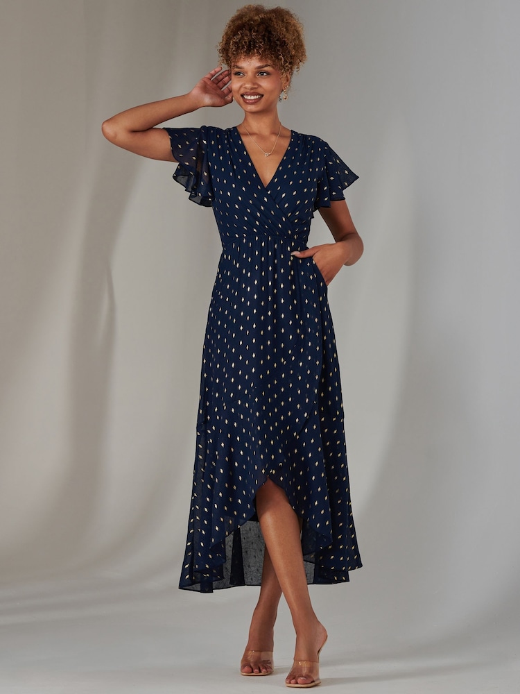 Jolie Moi Metallic Spot Textured Chiffon Maxi Dress - Imagen 6 de 6 Jolie Moi Metallic Spot Textured Chiffon Maxi Dress - Imagen 6 de 6