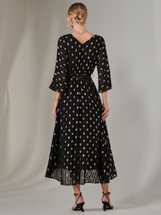 Jolie Moi Black Plain Gold Spot Chiffon Dress - Image 2 of 5