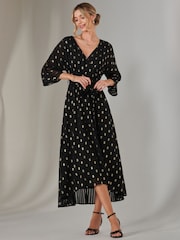 Jolie Moi Black Plain Gold Spot Chiffon Dress - Image 5 of 5