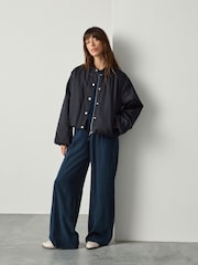 Navy Side Stitch Wide Leg Trousers - Image 2 of 8