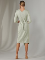 Jolie Moi Green Metallic Wrap Bodycon Dress - Image 2 of 6