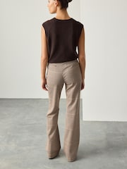 Brown Check Ponte Flared Trousers - Image 4 of 8