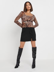 PixieGirl Petite Black Tie Bow Mini Skirt - Image 2 of 5