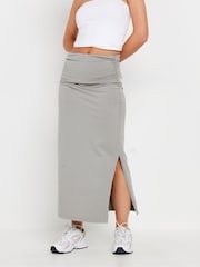 PixieGirl Petite Grey Fold Over Waist Maxi Skirt - Image 2 of 5