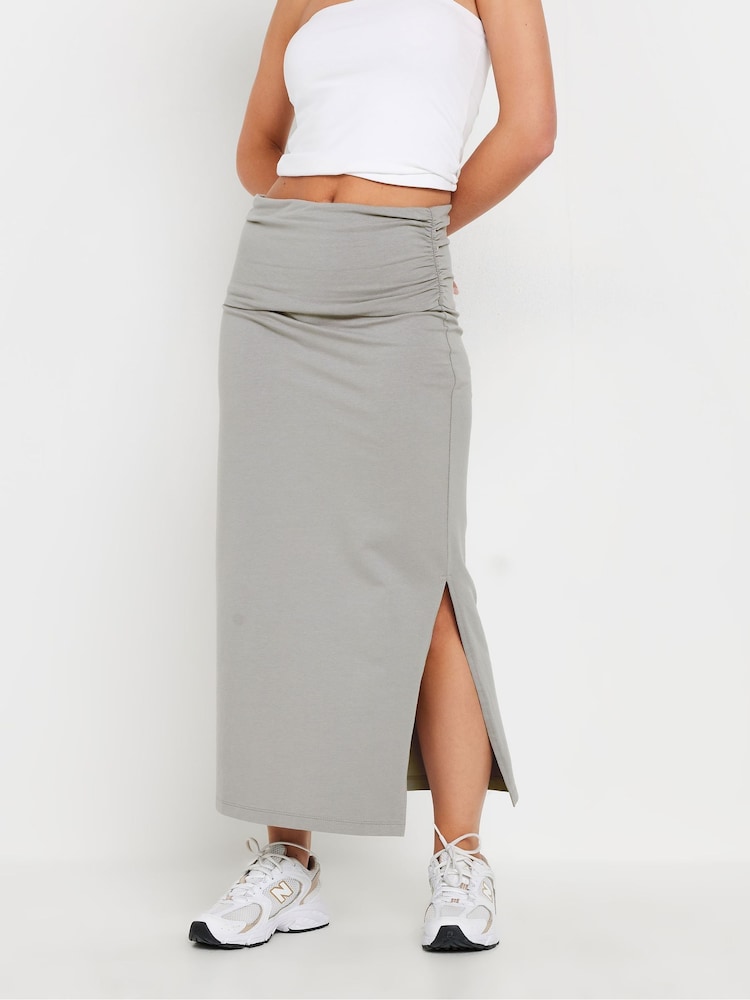 PixieGirl Petite Grey Fold Over Waist Maxi Skirt - Image 2 of 5