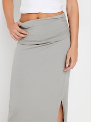PixieGirl Petite Grey Fold Over Waist Maxi Skirt - Image 4 of 5