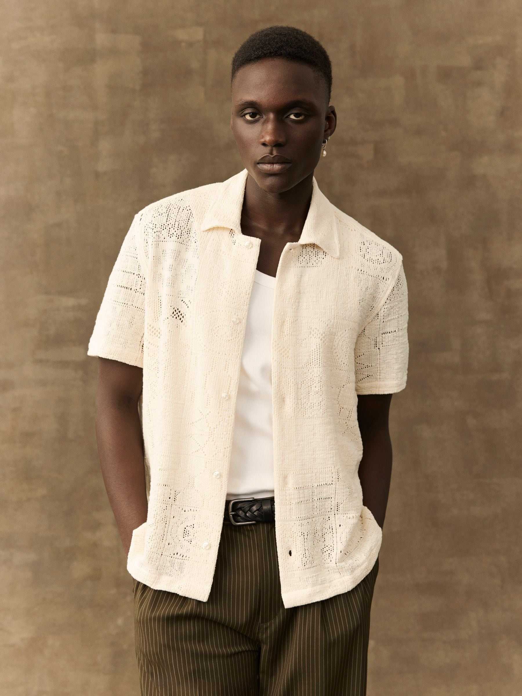 Buy Les Deux Cream Hector Short Sleeve Lace Shirt from Next USA
