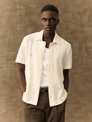 Les Deux Cream Hector Short Sleeve Lace Shirt - Image 6 of 8
