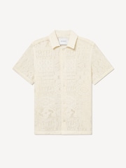 Les Deux Cream Hector Short Sleeve Lace Shirt - Image 7 of 8