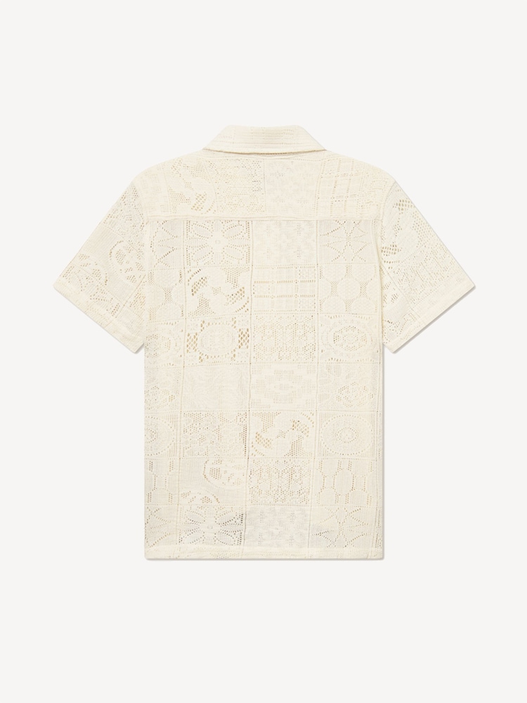 Les Deux Cream Hector Short Sleeve Lace Shirt - Image 8 of 8