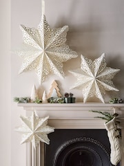 Set of 3 White Paper Snowflake Christmas Decorations - Image 1 of 3