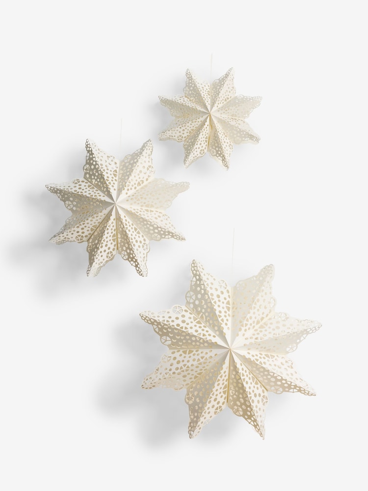 Set of 3 White Paper Snowflake Christmas Decorations - Image 3 of 3