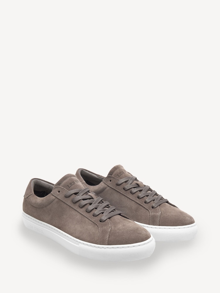 Les Deux Grey Theodor Suede Low Top Lace Up Sneakers - Image 2 of 4