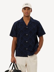 Les Deux Blue Lesley Flower Tile Allover Print Short Sleeve Shirt - Image 1 of 9
