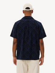 Les Deux Blue Lesley Flower Tile Allover Print Short Sleeve Shirt - Image 2 of 9