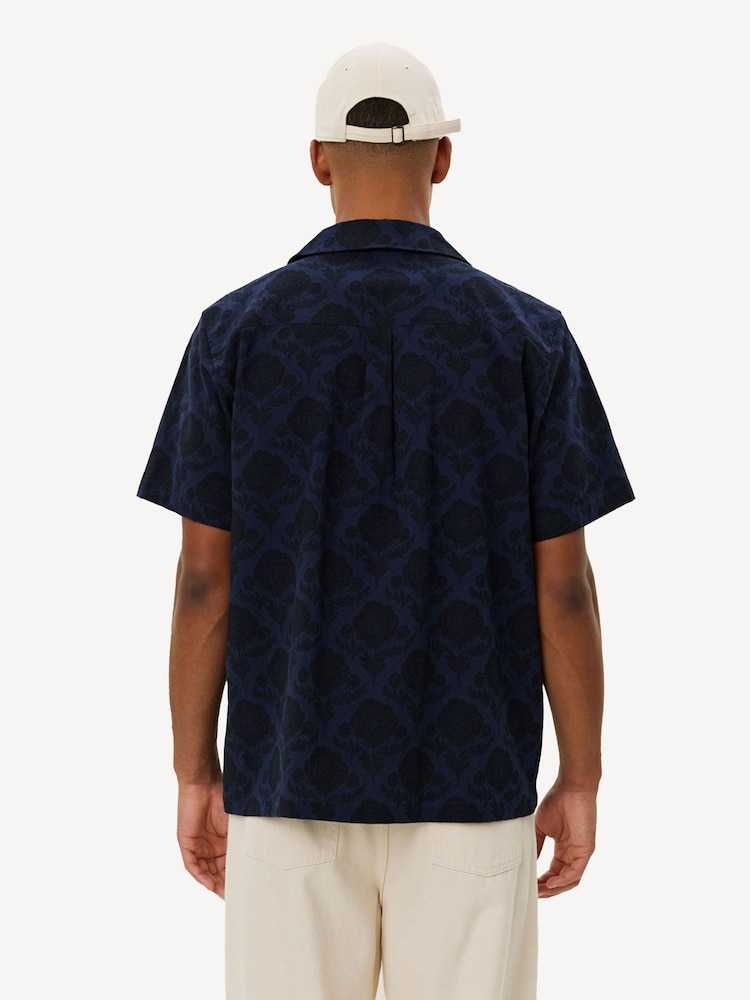 Les Deux Blue Lesley Flower Tile Allover Print Short Sleeve Shirt - Image 2 of 9