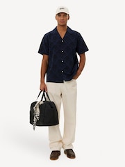 Les Deux Blue Lesley Flower Tile Allover Print Short Sleeve Shirt - Image 3 of 9