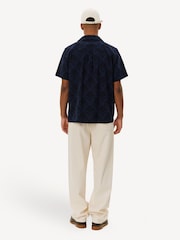 Les Deux Blue Lesley Flower Tile Allover Print Short Sleeve Shirt - Image 4 of 9