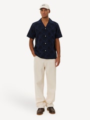 Les Deux Blue Lesley Flower Tile Allover Print Short Sleeve Shirt - Image 5 of 9
