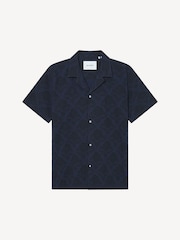 Les Deux Blue Lesley Flower Tile Allover Print Short Sleeve Shirt - Image 8 of 9