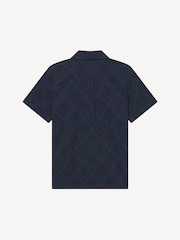 Les Deux Blue Lesley Flower Tile Allover Print Short Sleeve Shirt - Image 9 of 9