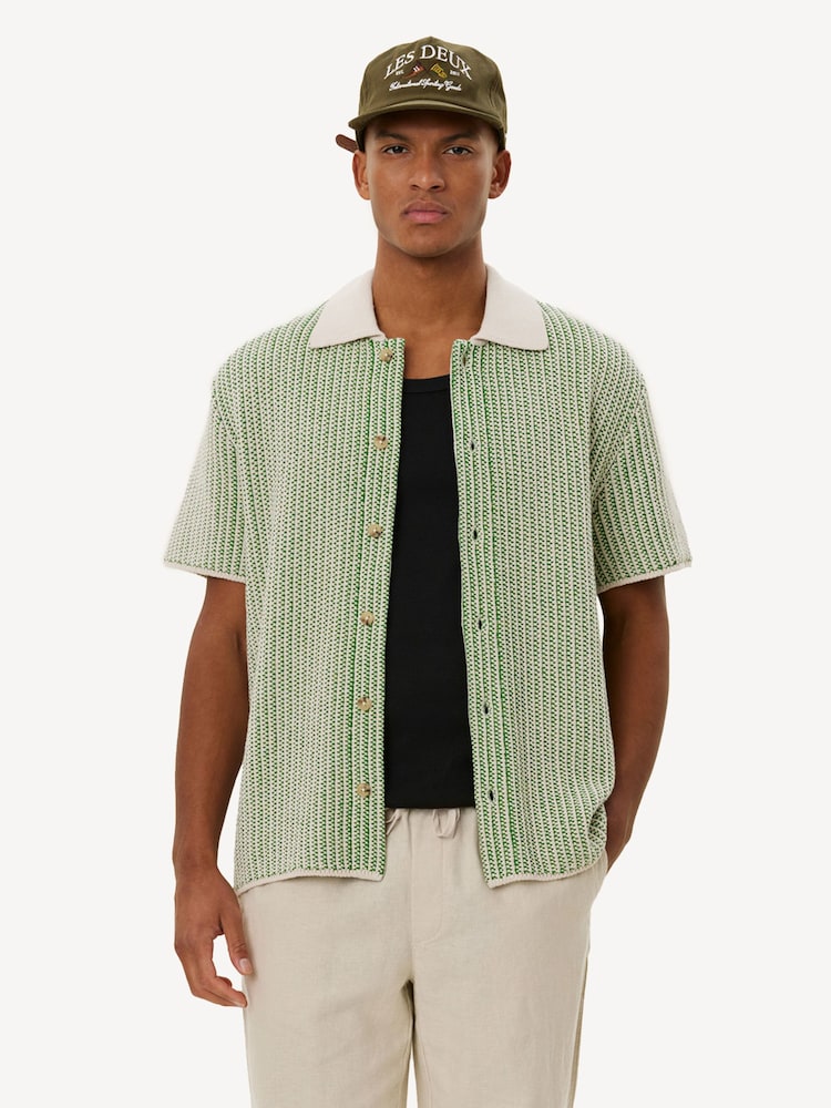 Les Deux Green Easton Knitted Short Sleeve Shirt - Image 1 of 8