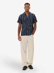 Les Deux Blue Lawson Stripe Short Sleeve  Shirt - Image 2 of 3