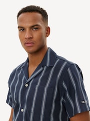 Les Deux Blue Lawson Stripe Short Sleeve  Shirt - Image 3 of 3