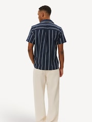 Les Deux Blue Lawson Stripe Short Sleeve  Shirt - Image 4 of 7